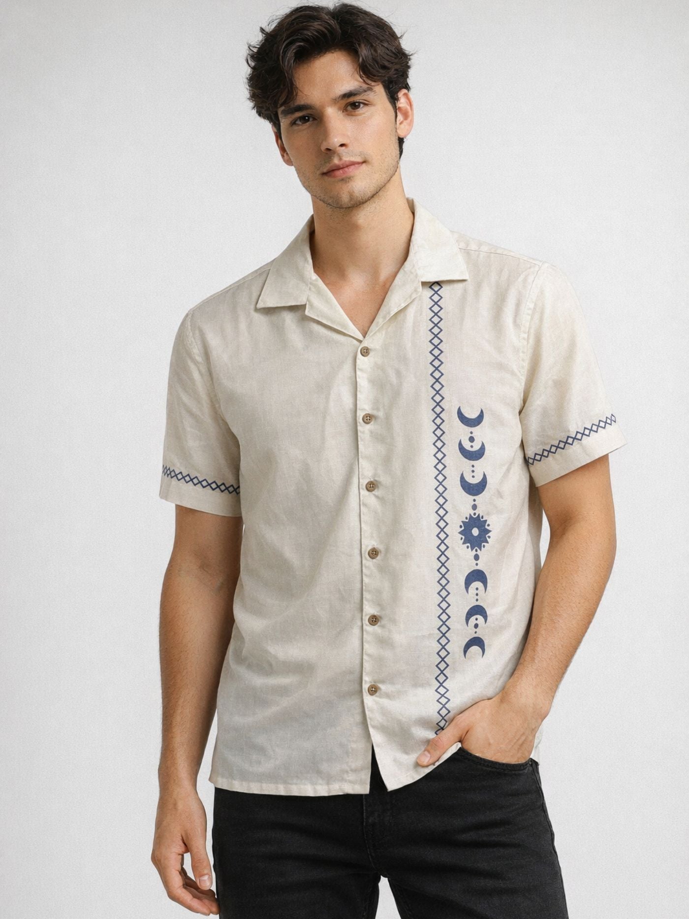 Moonphase Panel Stripe Shirt