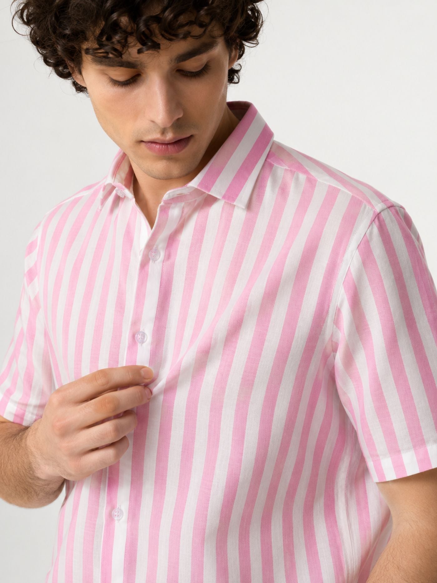 Arlo Premium Stripe Shirt Rose Pink Close-Up