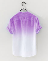 Back of purple gradient men’s button-down shirt on hanger