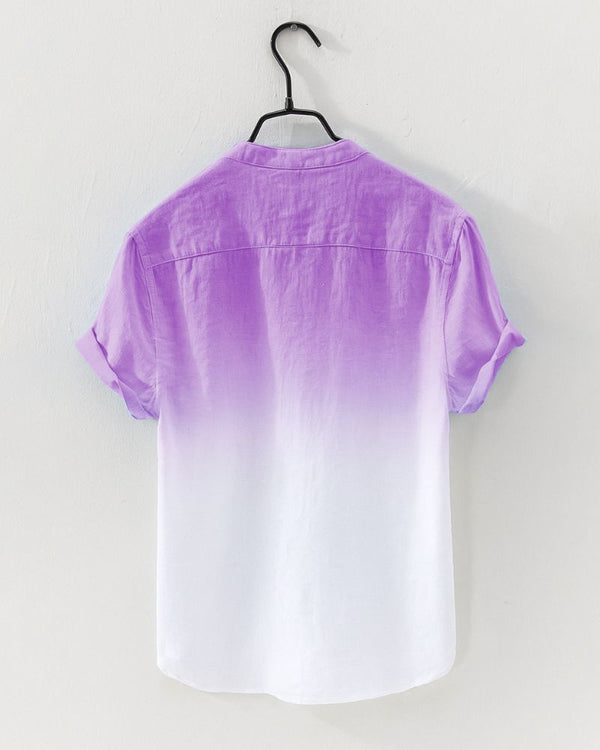 Back of purple gradient men’s button-down shirt on hanger