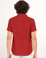 Back view of Ruby Red Textured Shirt for Men
