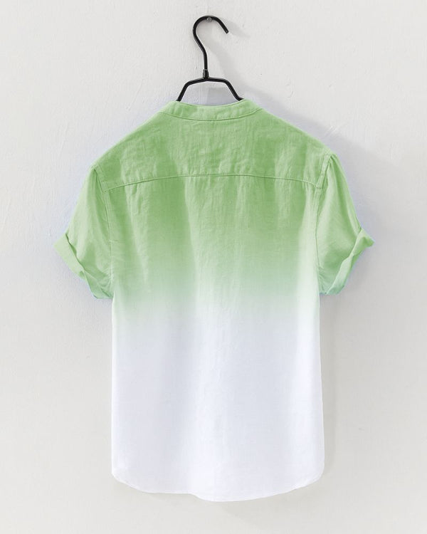 Back view of green gradient short sleeve summer shirt for men