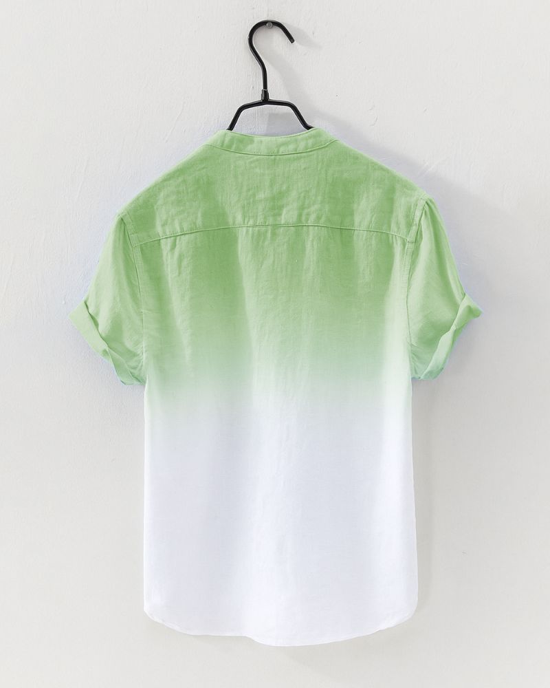 Back view of green gradient short sleeve summer shirt for men