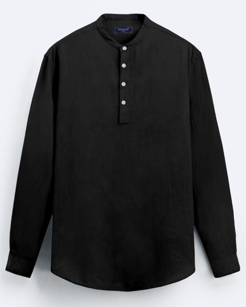 Eclipse Black Regular Fit Cotton Kurta Shirt