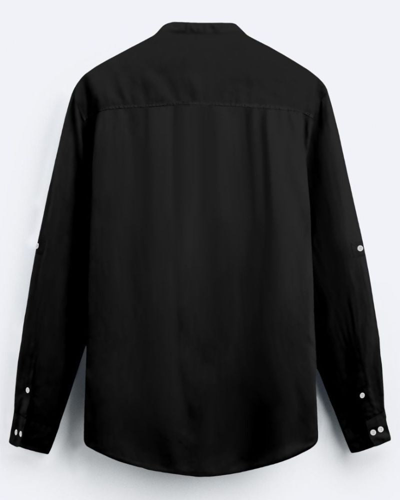 Eclipse Black Regular Fit Cotton Kurta Shirt