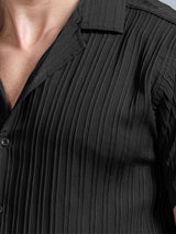 Black textured button-down shirt fabric, Lunar Eclipse set