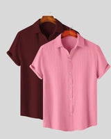 Bold shirt combo for men – pink and maroon breathable shirts