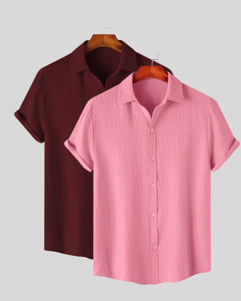 Bold shirt combo for men – pink and maroon breathable shirts