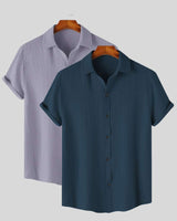 Breathable shirt combo set for men – navy and lavender
