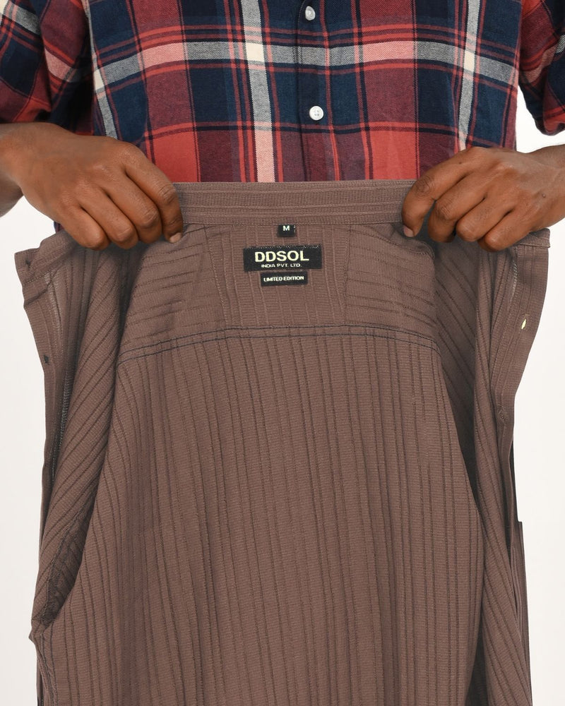 Chocolate brown textured shirt cotton linen fabric label