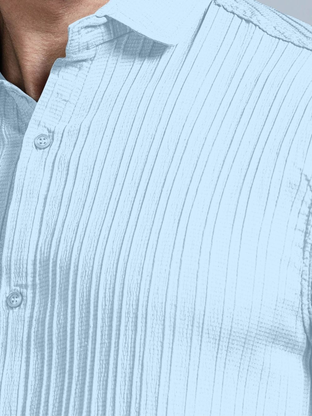 Close-up of sky blue cord fabric