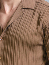 Close-up of terracotta crinkle fabric texture, lightweight material