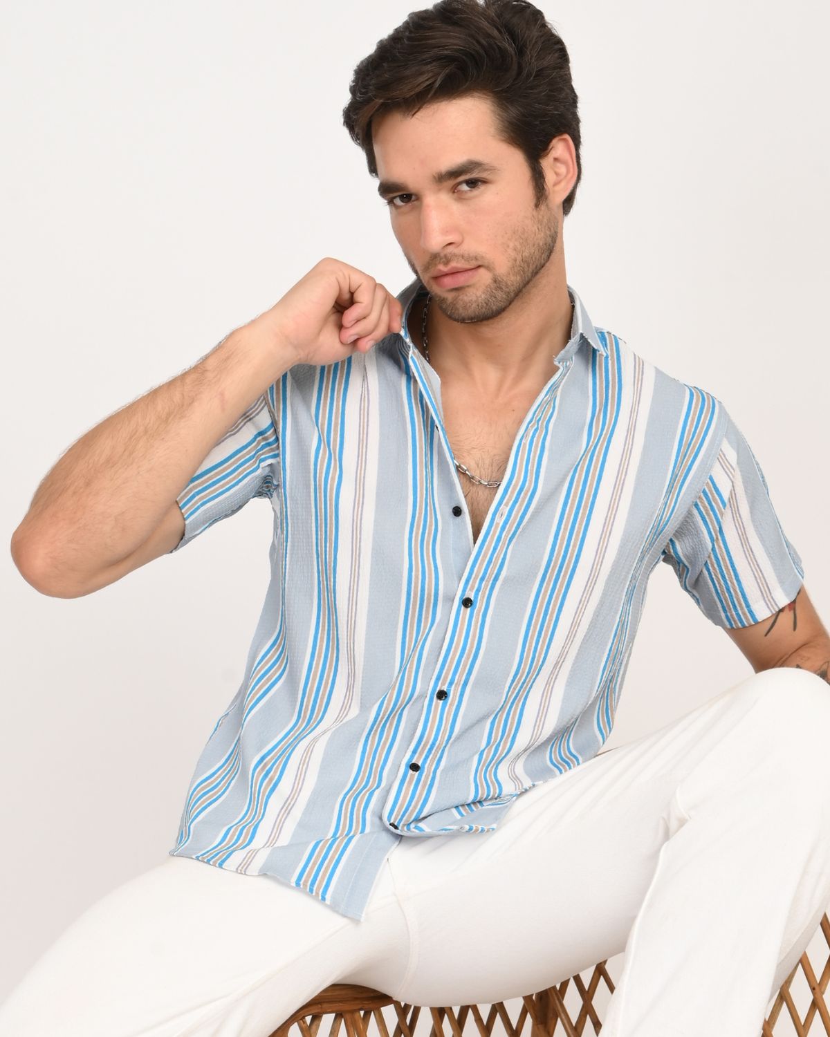 Collar detail Santorini Stripes Shirt
