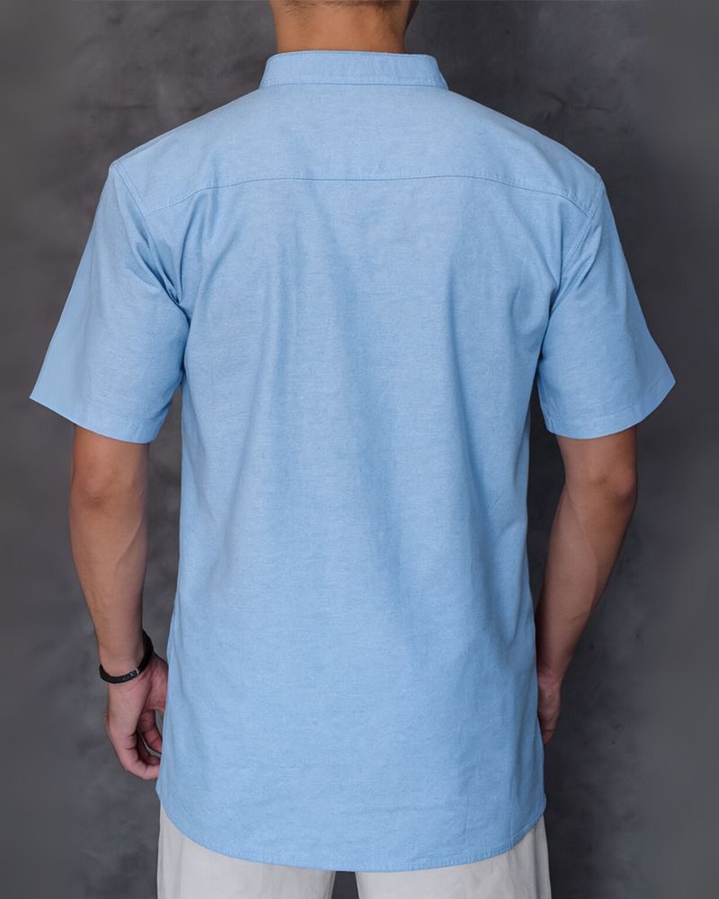 Sky Blue Plain Cotton Kurta Shirt