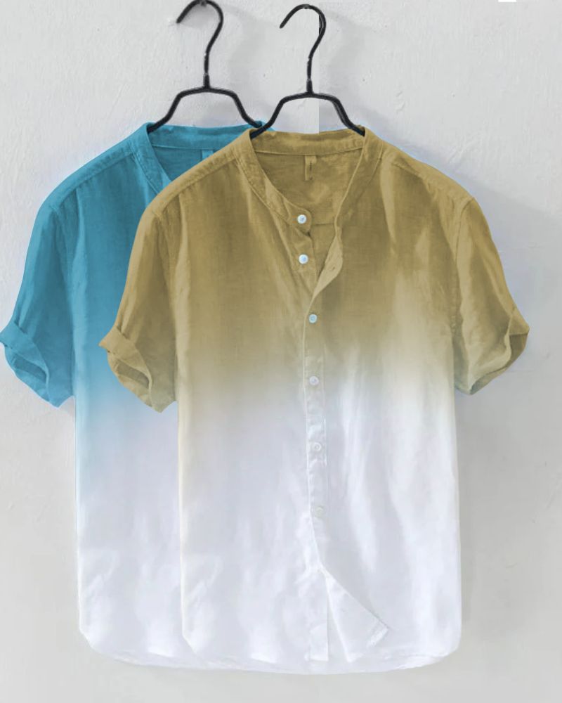 “Dune & Deep ombre shirt combo – mustard yellow and teal gradient shirts for men”

