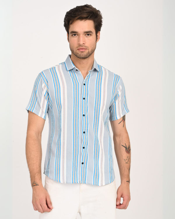 Front view Santorini Textured Stripes Shirt