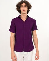Front view of Royal Plum textured shirt for men