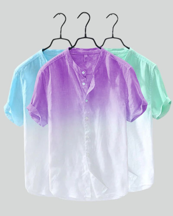 “Lavender, blue, and mint ombre shirt collection – pastel all-season men's shirts”

