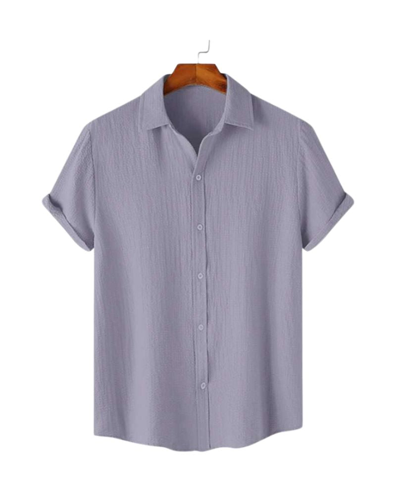 Lavender short sleeve cotton blend shirt