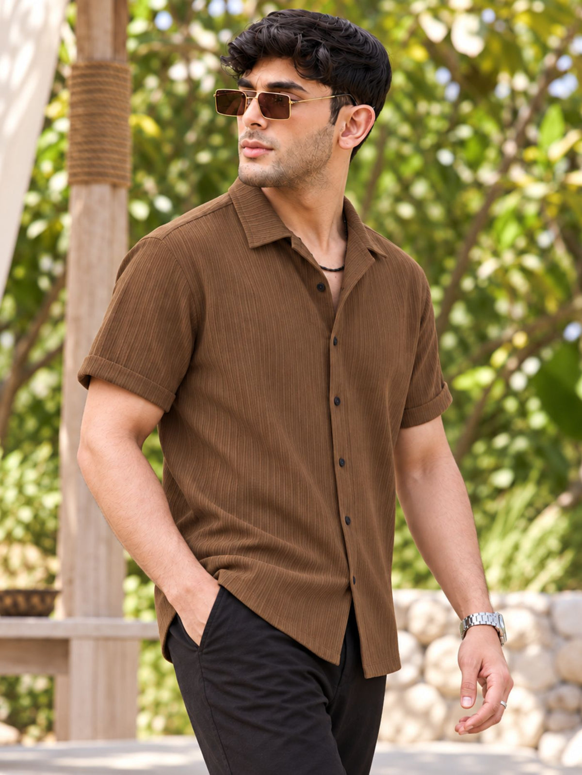dark brown casual shirt for men
