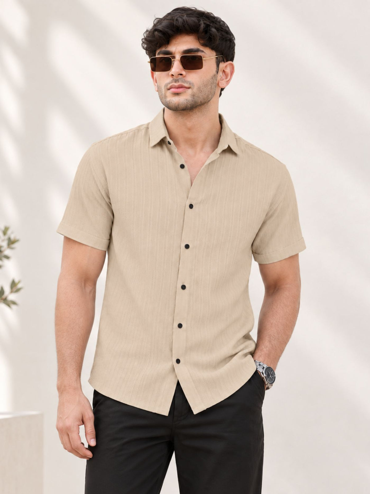 sandstone textured shirt for men