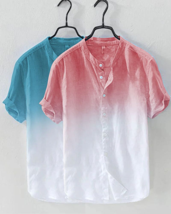 Sky Blue & Coral Pink Gradient Cotton Shirt Combo