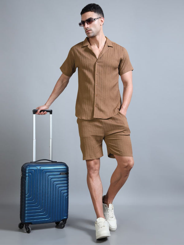 Men’s Terracotta Glow co-ord set styled for summer casual wear