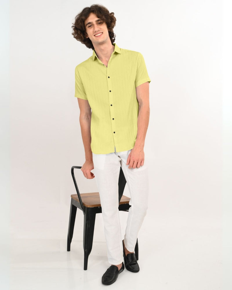 Men’s lime green casual shirt side view
