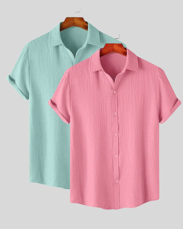 Mint and pink men’s shirts

