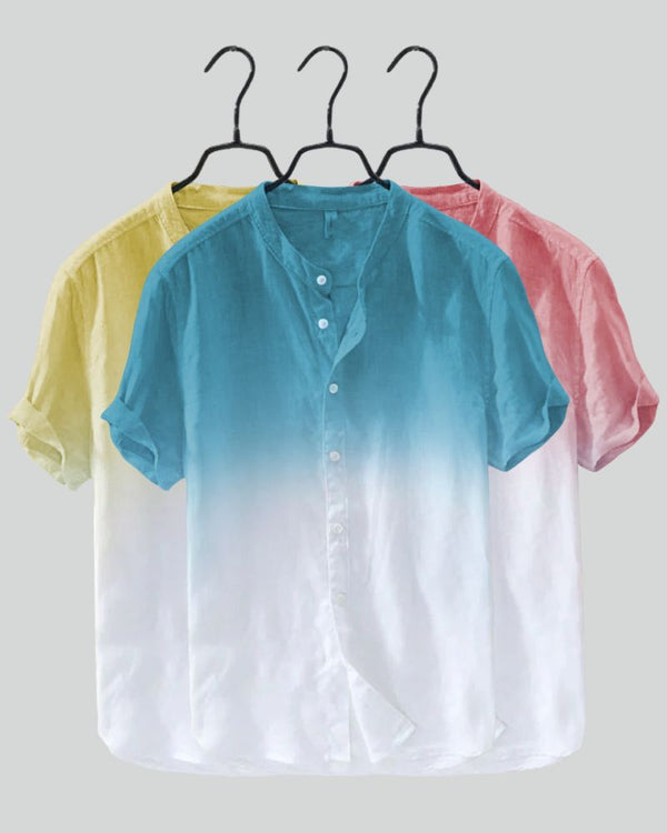 Pastel Splash ombre shirts – full set hanging view with island colors

