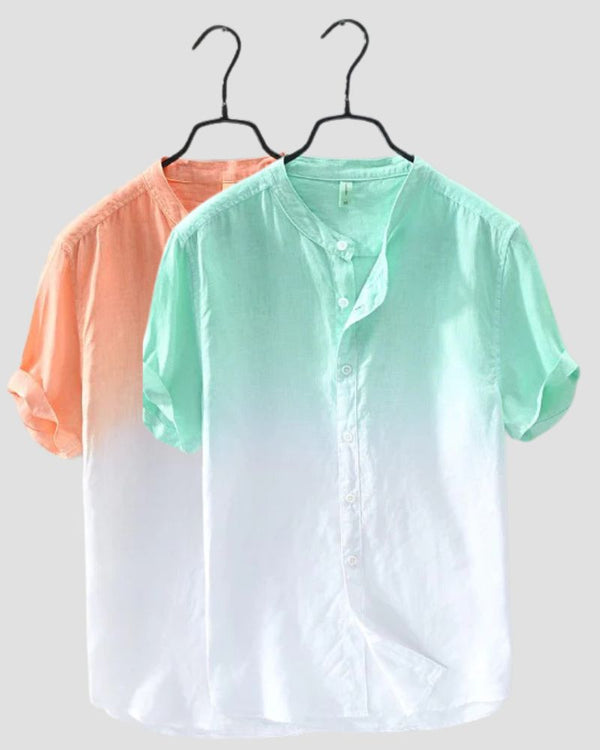 Peach & Mint Gradient Cotton Shirt Duo