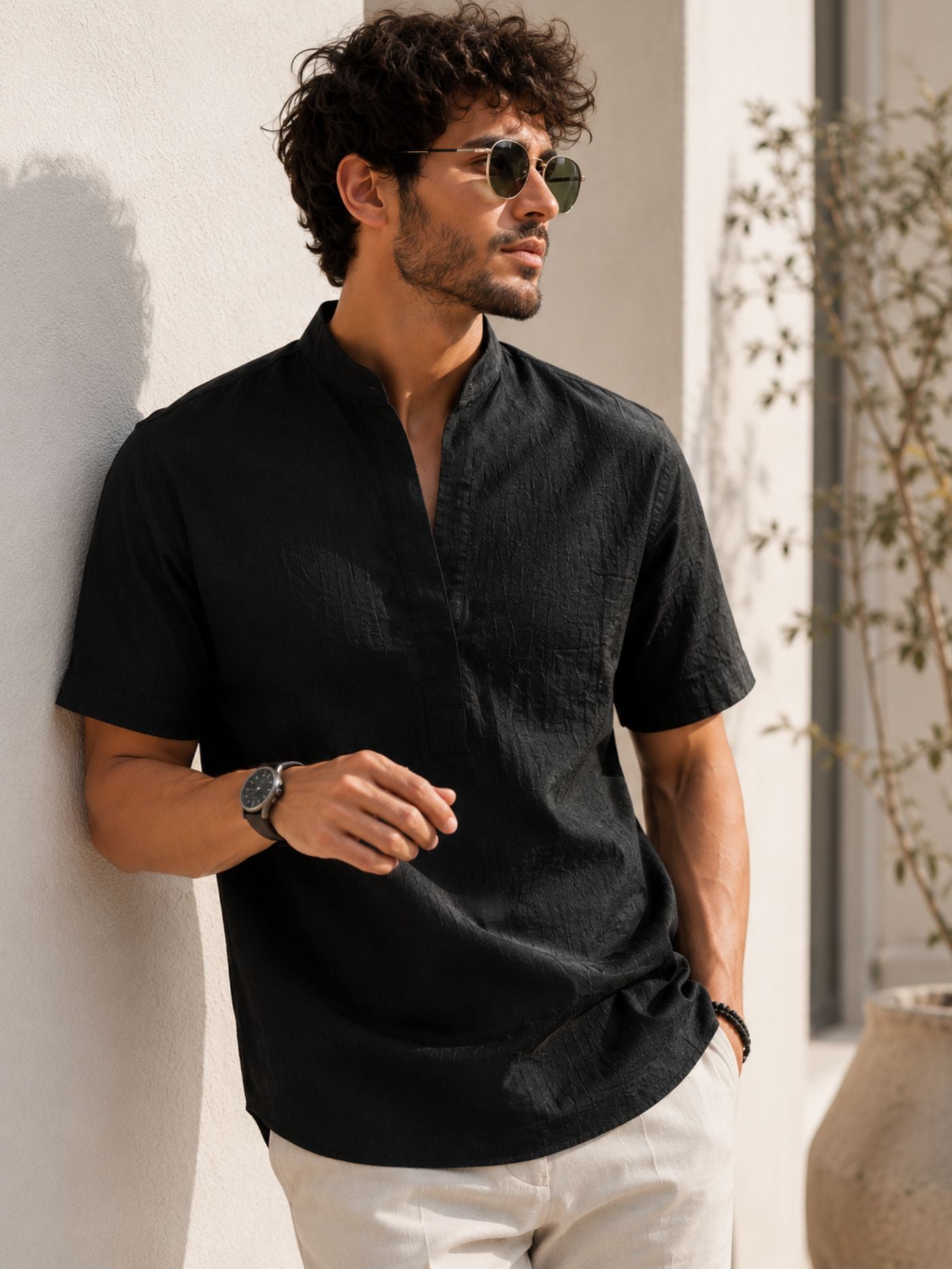 Premium Black Buttonless Kurta Shirt for Men