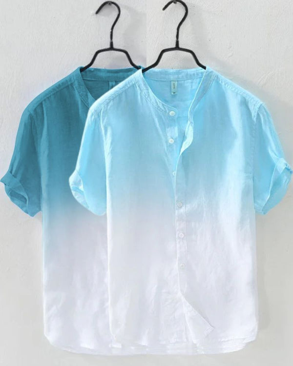 “Shoreline blue ombre shirt combo – sky and teal gradient shirts for men”

