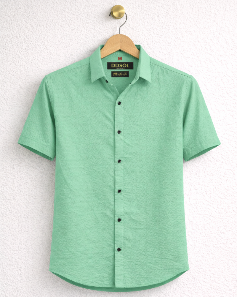 Signature Poplin Shirt for Men in Mint Green with Split Point Collar
