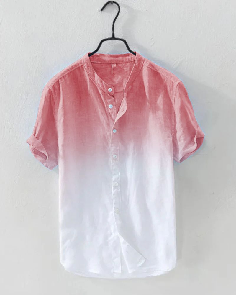 Sunset coral to white gradient shirt with relaxed fit – Perfect for resort & beachwear

