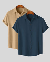 Teal & Sand Men’s Textured Shirts – 2-Pack Combo