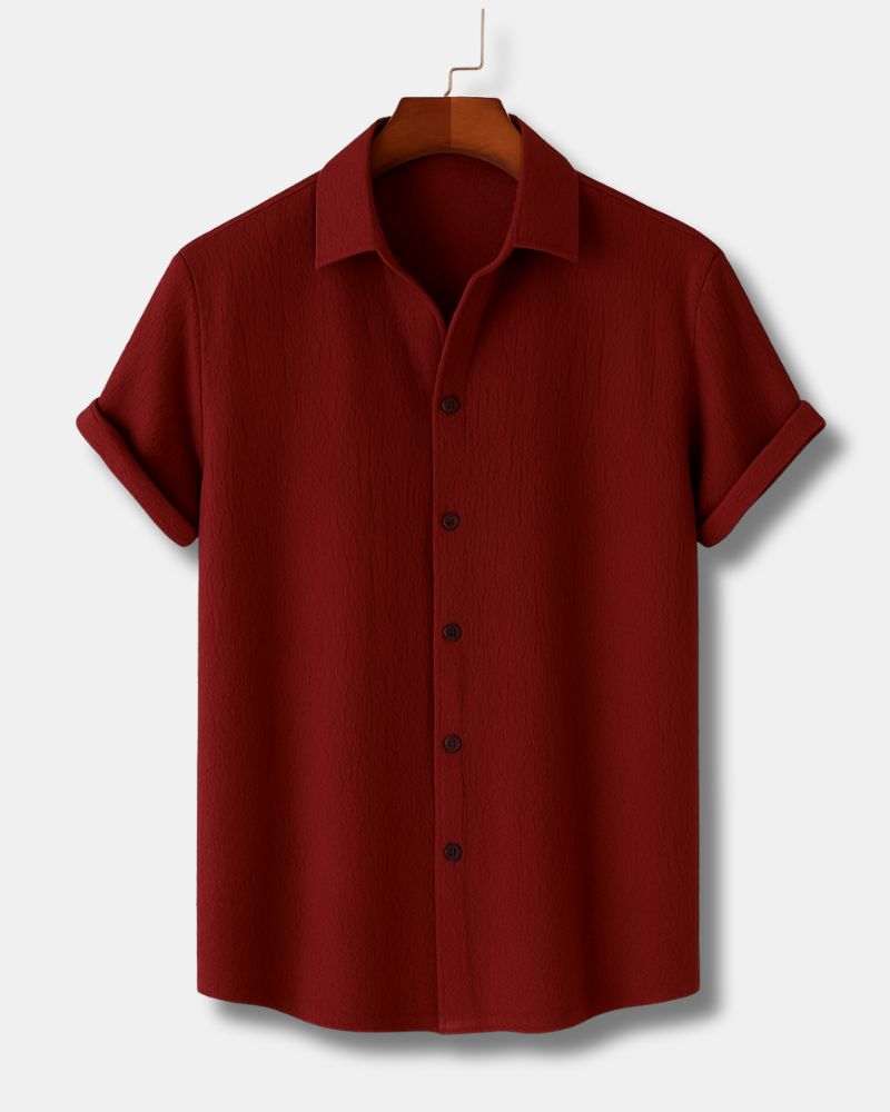 Textured Red Shirt For Men