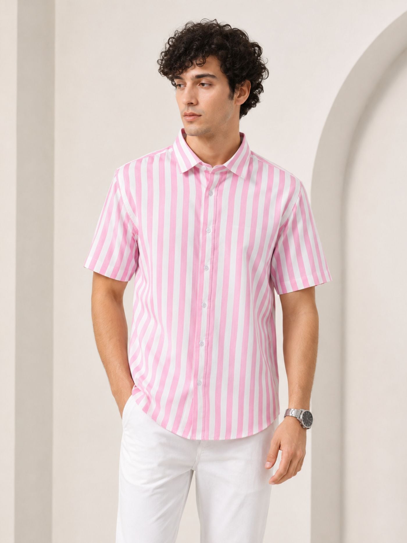 The Arlo Premium Stripe Shirt Rose Pink for Men