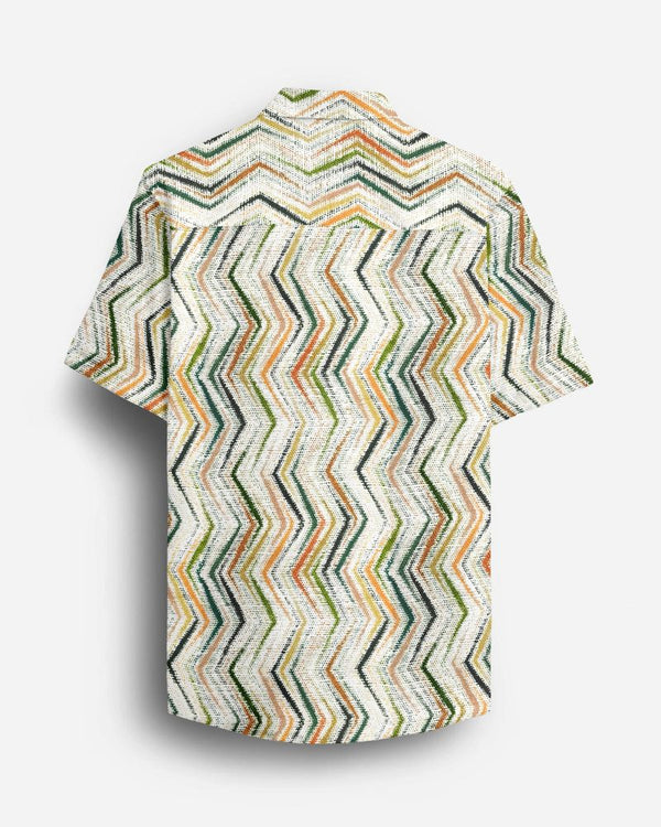 Back view of breathable zigzag printed Magic Cotton shirt

