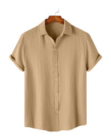 Wheat Beige Textured Shirt for Men
