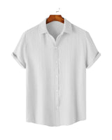 White crinkle textured shirt for men