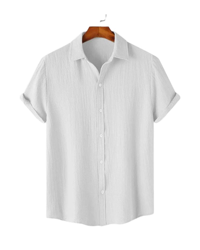 White crinkle textured shirt for men
