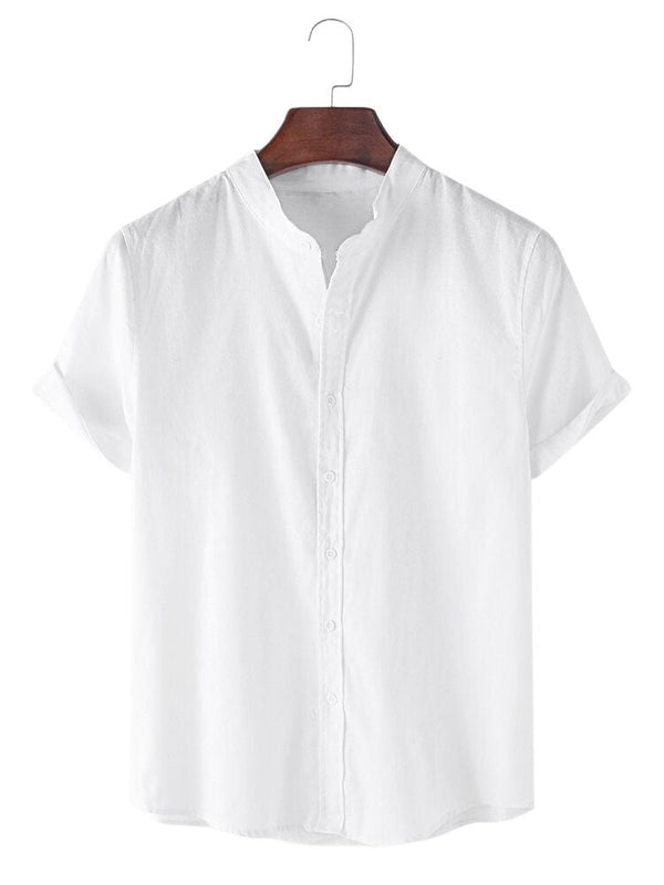 SOLID WHITE PLAIN COTTON MEN SHIRT